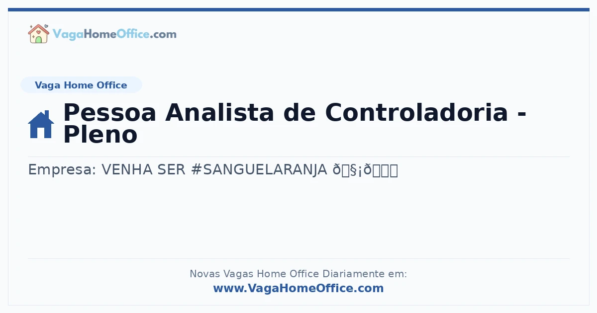 Pessoa Analista de Controladoria - Pleno