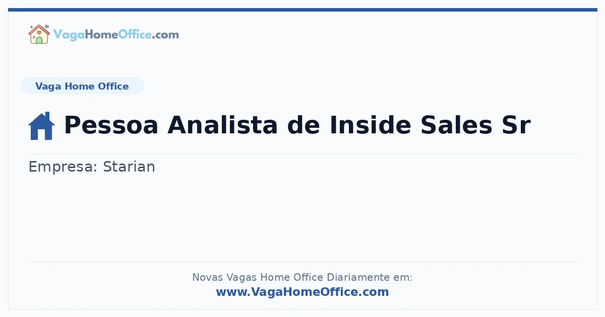 Pessoa Analista de Inside Sales Sr
