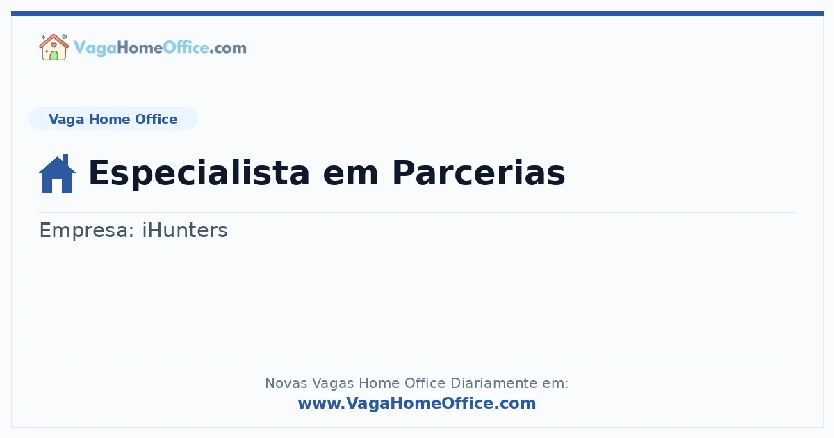 Vaga Home Office: Especialista em Parcerias | Quero Home
