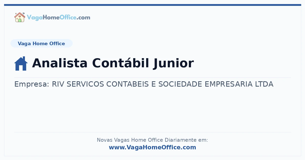 Vaga Home Office: Analista Contábil Junior | Quero Home
