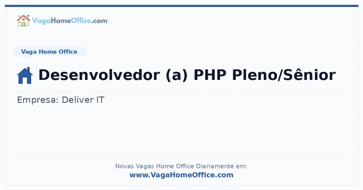 Desenvolvedor (a) PHP Pleno/Sênior