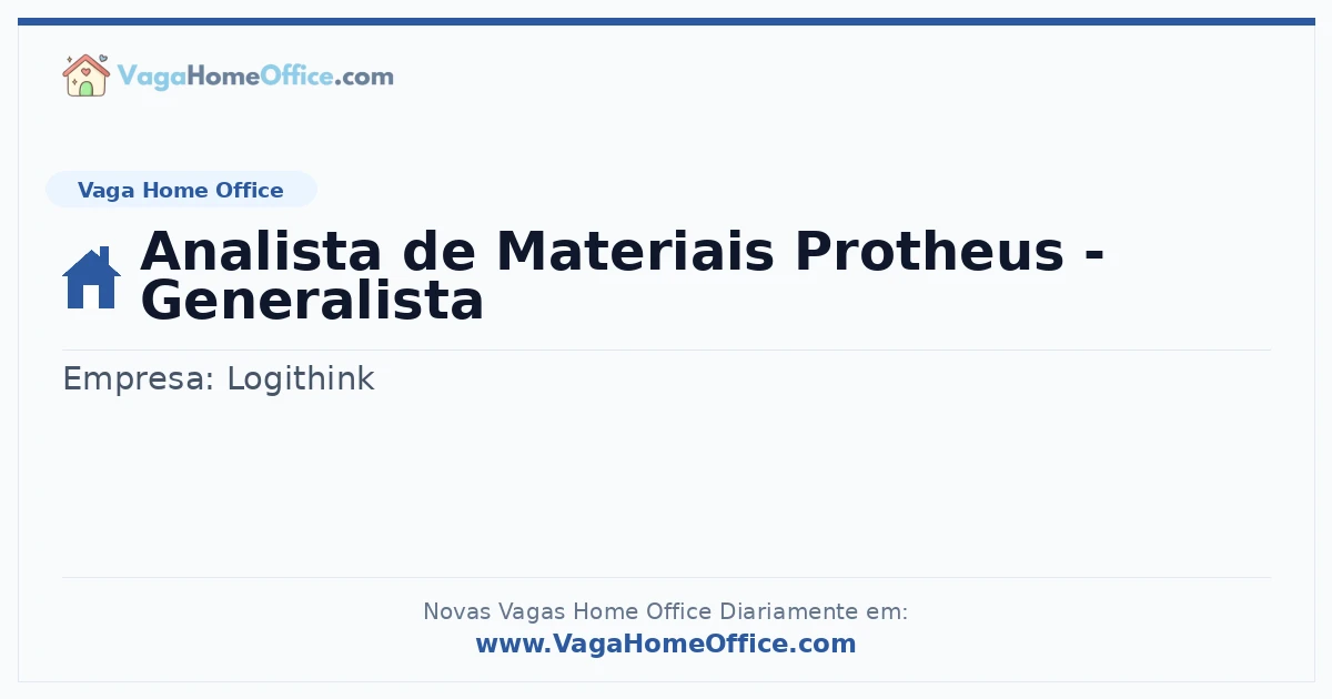 Analista de Materiais Protheus - Generalista