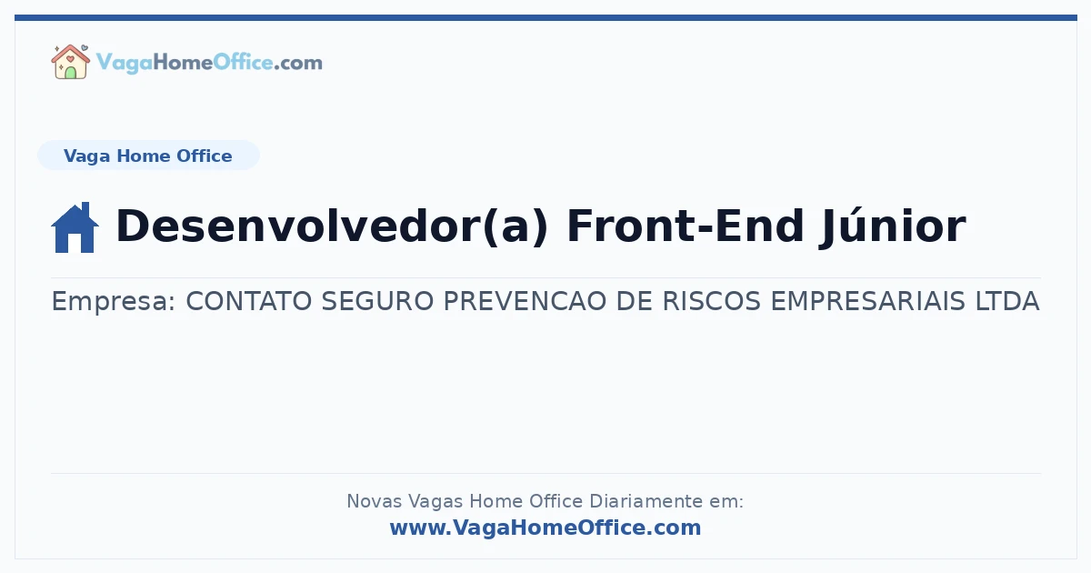 Vaga Home Office: Desenvolvedor(a) Front-End Júnior | Quero Home