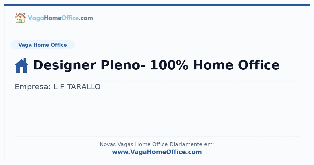 Vaga Home Office: Designer Pleno- 100% Home Office | Quero Home