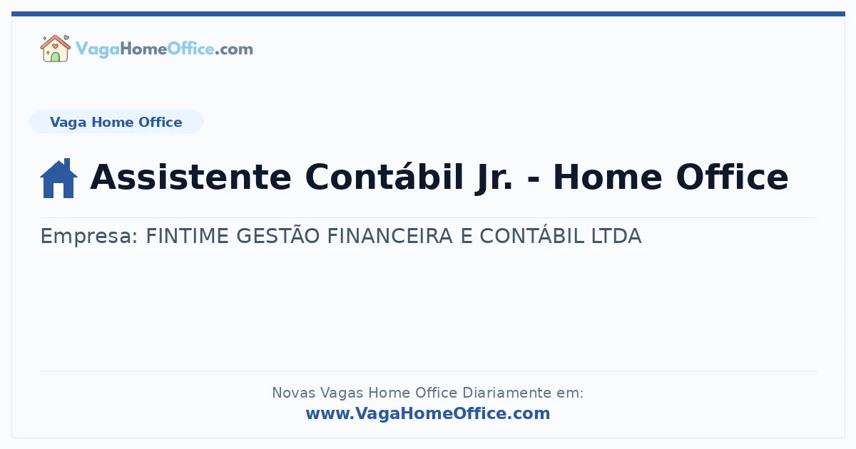 Vaga Home Office: Assistente Contábil Jr. - Home Office | Quero Home