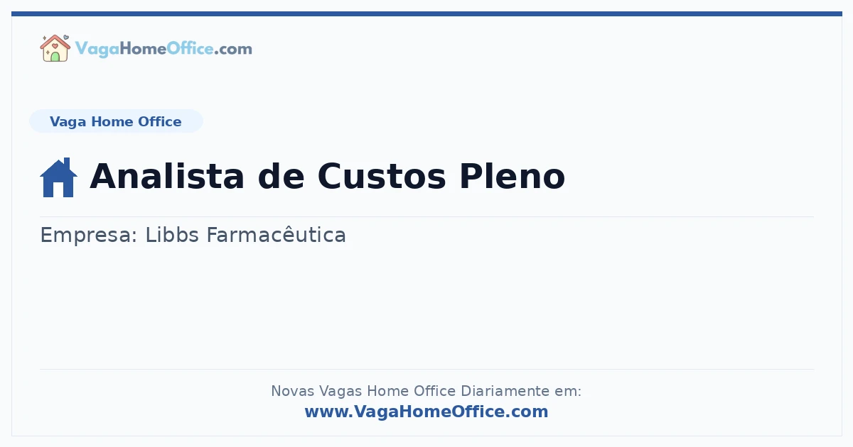 Analista de Custos Pleno