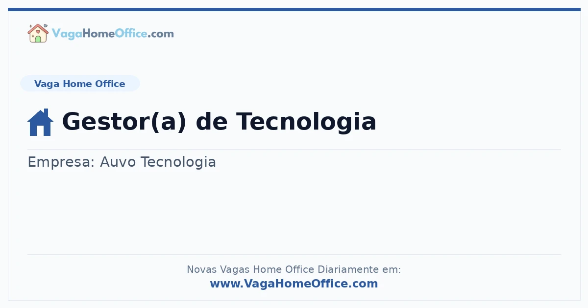Vaga Home Office: Gestor(a) de Tecnologia | Quero Home