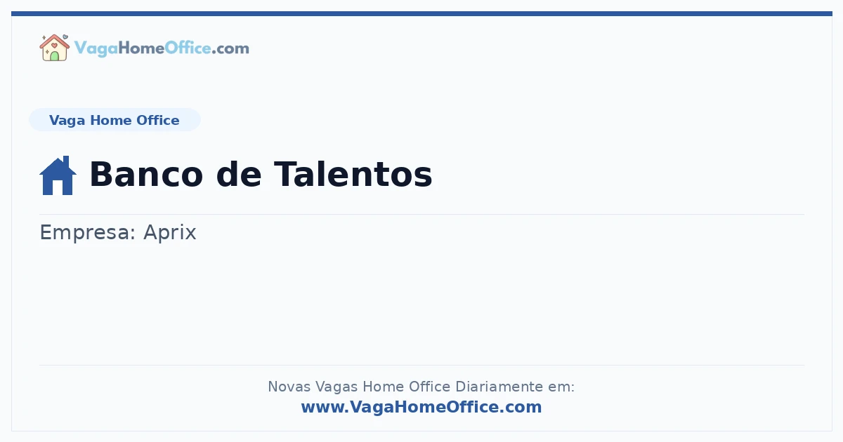 Vaga Home Office: Banco de Talentos | Quero Home