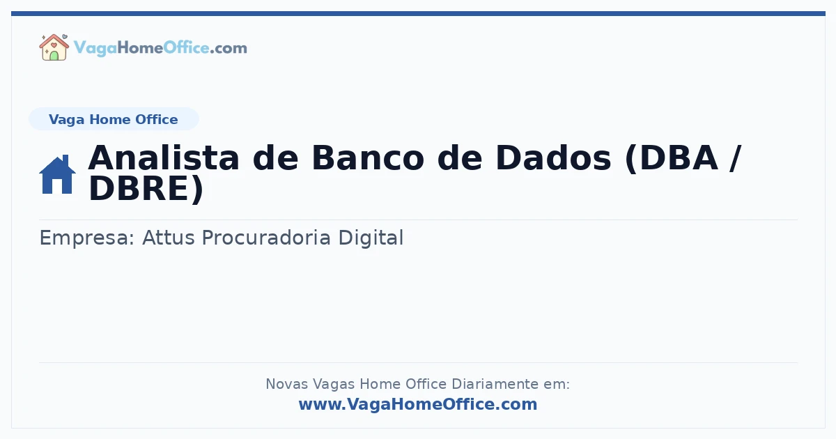 Analista de Banco de Dados (DBA / DBRE)