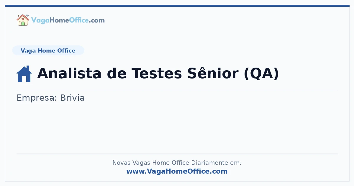 Vaga Home Office: Analista de Testes Sênior (QA) | Quero Home